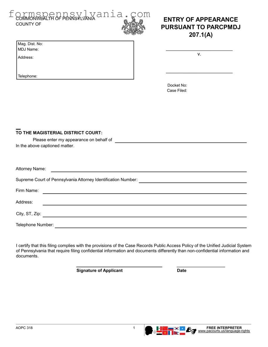 Fill in a Valid Magisterial Appearance Pennsylvania Form