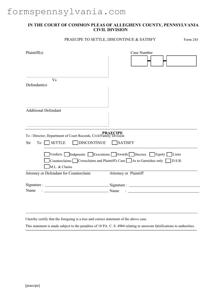 Fill in a Valid Pennsylvania 243 Form