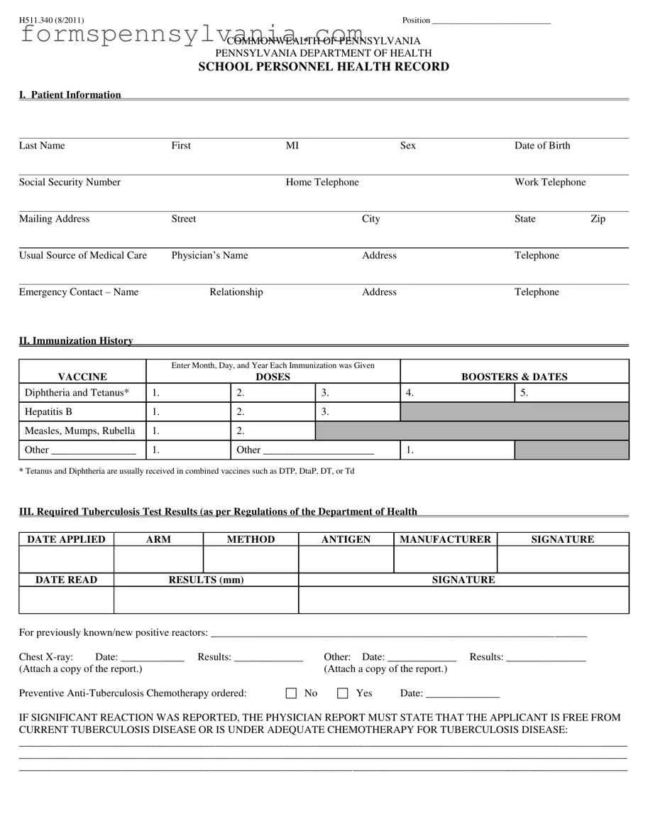 Fill in a Valid Pennsylvania Health Form