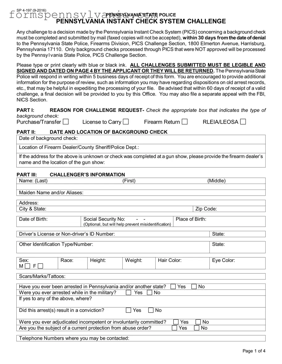 Fill in a Valid Pennsylvania Instant Check System Form