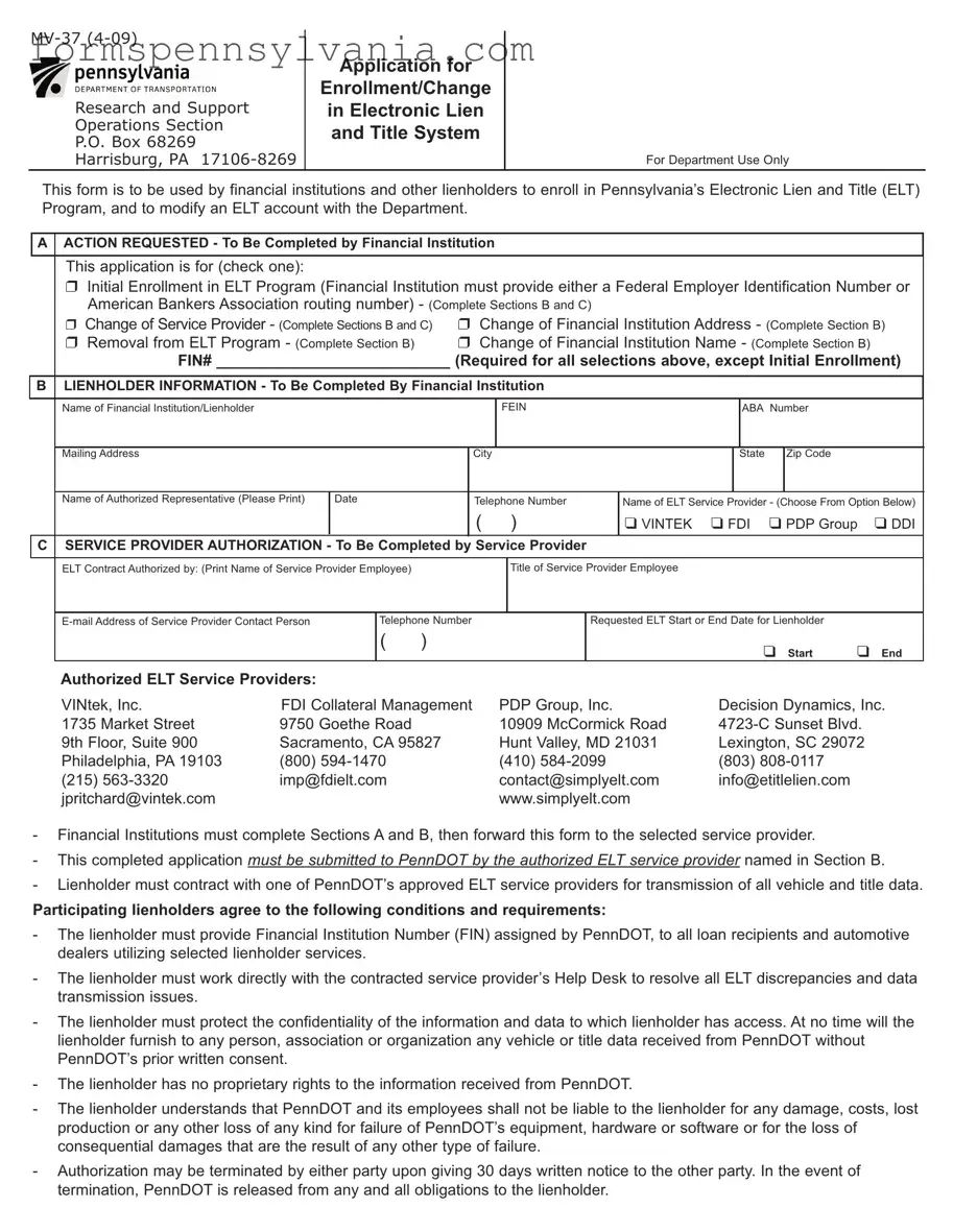 Fill in a Valid Pennsylvania Mv 37 Form