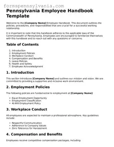 Blank  Employee Handbook Template for Pennsylvania