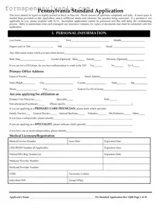 Fill in a Valid Pennsylvania Standard Application Form